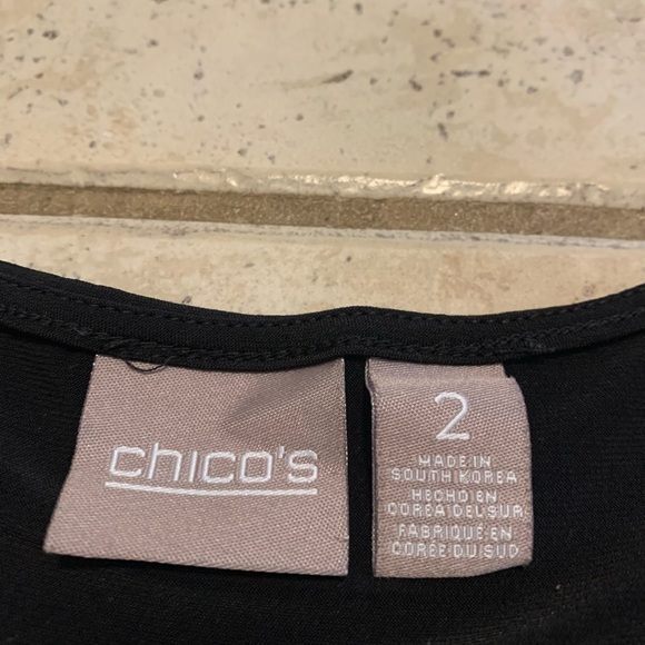 Chico's Black Cold Shoulder Top - Size 2 - Picture 4 of 8